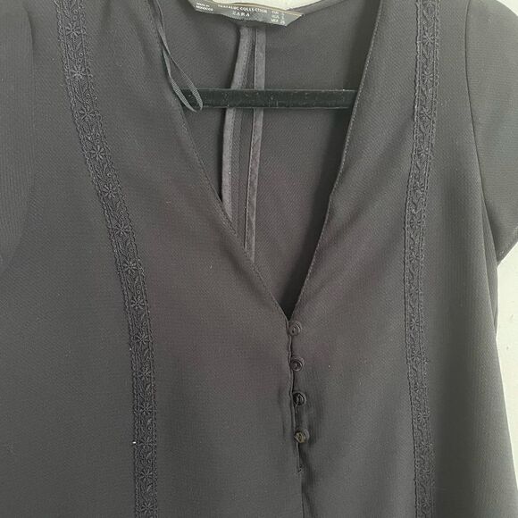 ZARA Black V-Neck Crepe play suit romper - Picture 10 of 15